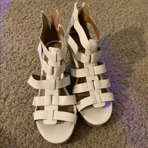 White sandal wedges